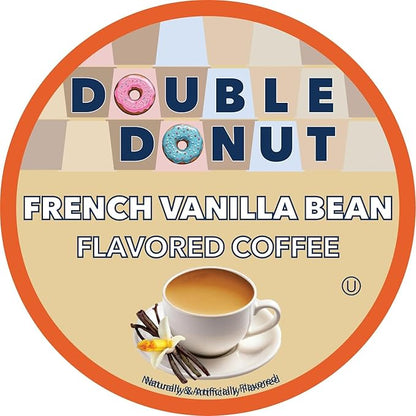 French Vanilla Coffee Medium Roast Flavored Coffee Pods for Keurig K Cups Makers from Double Donut, 72 Count (Pack of 1)