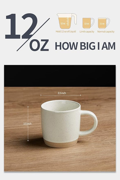 famiware Coffee Mugs for 6, 12 oz Mug Set, Dringking Cup with Handle for Coffee, Tea, Cocoa, Milk, Milkyway serise, White