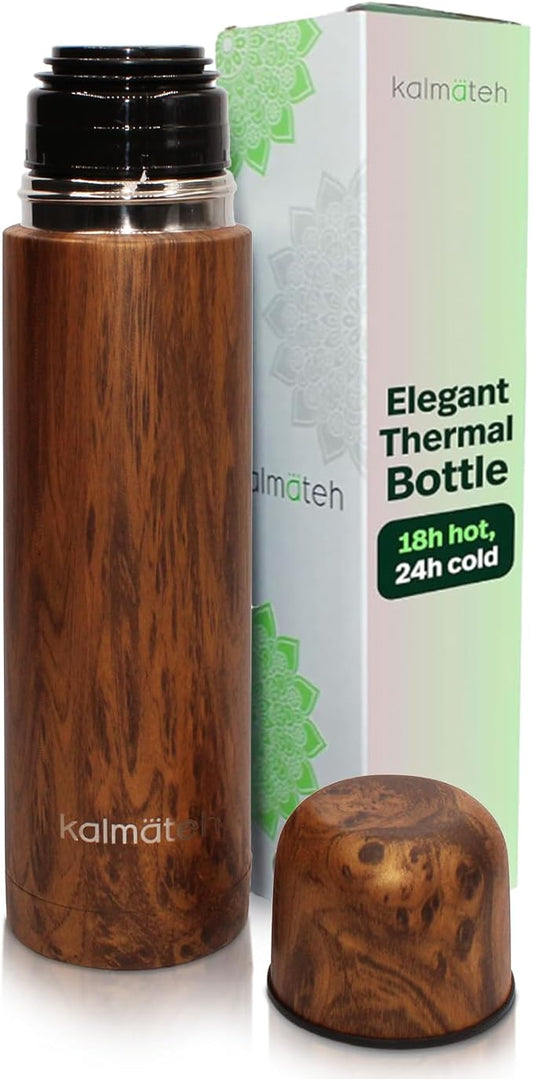 KALMATEH Modern & Elegant Double Walled Vacuum Insulated Stainless Steel Thermo Bottle 1000 ml, Precise Pouring & Heat Retention For Yerba Mate, Coffee, Tea, and Camping