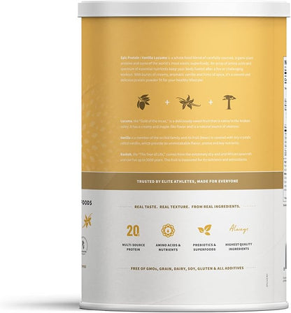 Sprout Living Epic Protein, Plant Based Protein & Superfoods Powder, Vanilla Lucuma Powder | 20 Grams Organic Protein Powder, Vegan, Non Dairy, Non-GMO, Gluten Free, Low Sugar (2 Pound, 24 Servings)