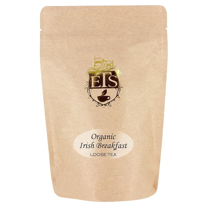 Organic Irish Breakfast Tea Pouches - 4oz | Loose Leaf Black Tea | Full-Bodied and Robust Flavor | Strong Morning Blend | Enjoy with Milk or Sugar | Bold Traditional Taste