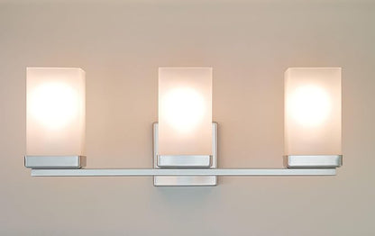 Moen YB8863BN 90 Degree 3-Light Dual-Mount Bath Bathroom Vanity Fixture with Frosted Glass, Brushed Nickel
