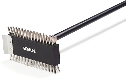 SPARTA 4029000 Stainless Steel Grill Brush, Grill Scraper With Metal Bristles, 30.5 Inches, Black, (Pack of 6)