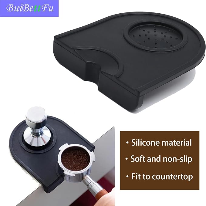 Coffee Knock Box Shock-Absorbent Durable Barista Style Knock Box With Removable Knock Bar and Non-Slip Base Gift Silicone Tamping Pad for Barista Tool Home Kitchen Bar Coffee Shop (Coffee Tamper Mat)
