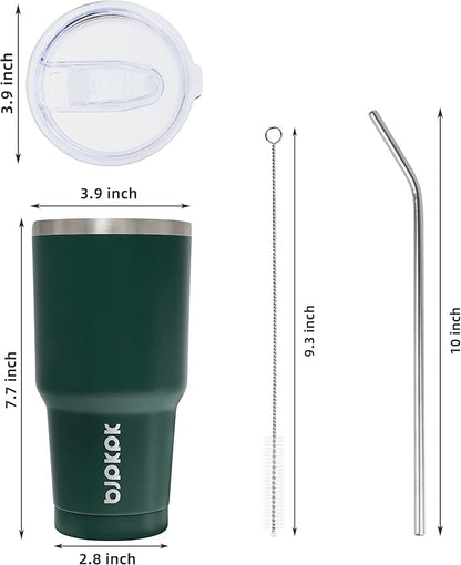 BJPKPK 30oz Tumbler with Lids and Straws, Stainless Steel Vacuum Insulated Coffee Tumblers, Insulated Travel Mug Water Cup with Leakproof Lid,Army Green