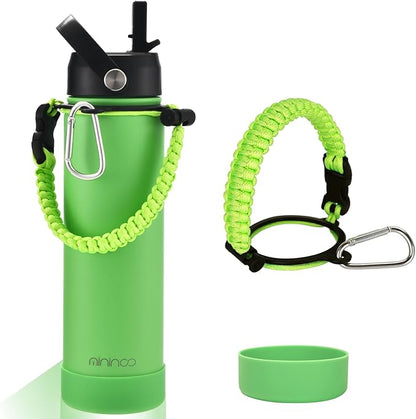 mininoo 24 oz Insulated Water Bottle with Straw, Stainless Steel Double Wall Vacuum with Straw Lid, Leak Proof, BPA Free, Keep Cold for 24H & Hot for 12H(Canopy Green)