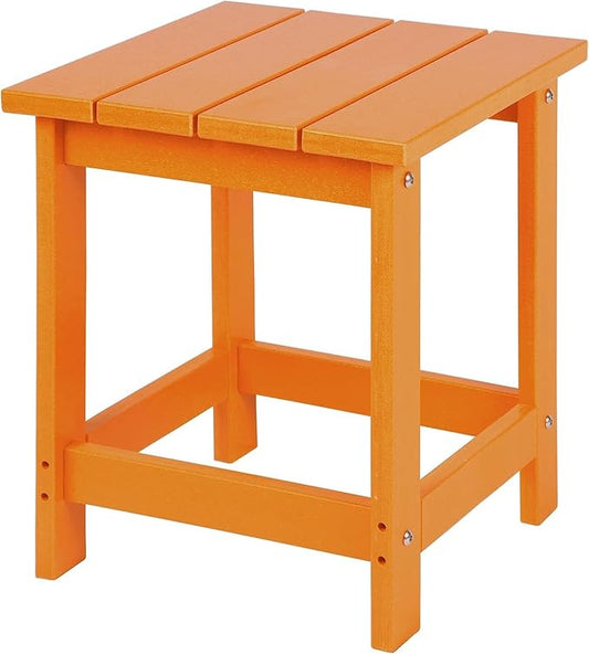 LZRS Adirondack Square Outdoor Side Table for Patio, Pool Composite Patio Table,HDPE End Tables for Backyard,Pool, Indoor Companion, Easy Maintenance & Weather Resistant(Orange)