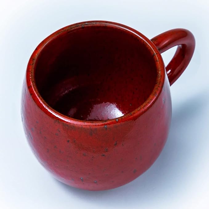 Asayu Japan Ceramic Coffee Pour Over Maker Set in Chrome Red, Slow Brewing Paper Filter Holder and Dripper with 3 Holes for Coffee and Tea (Complete 2PCS Set)