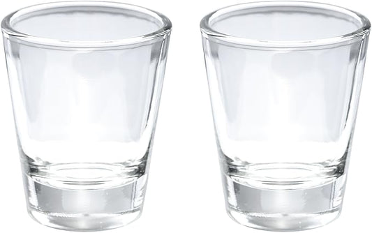 Thirsty Rhino Karan, Round 1.5 oz Shot Glass with Heavy Base, Clear Glass, Set of 2