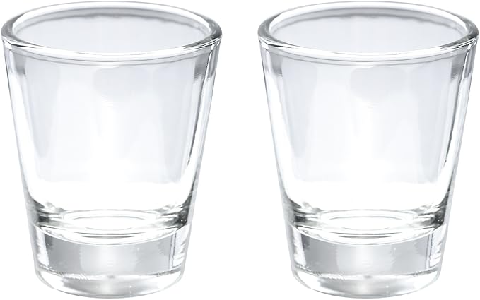 Thirsty Rhino Karan, Round 1.5 oz Shot Glass with Heavy Base, Clear Glass, Set of 2