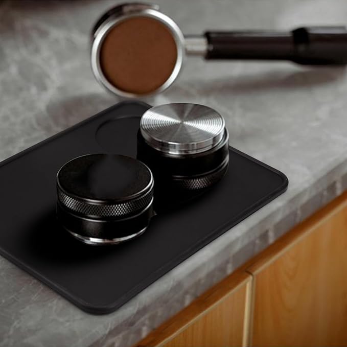 HOMEE Coffee Knock Box with Silicone Coffee Tamper Mat, 4.8 Inch Shock-Absorbent Durable Barista Style Knock Box With Removable Knock Bar and Non-Slip Base, Equipped Anti-Slip Espresso Tamper Mat