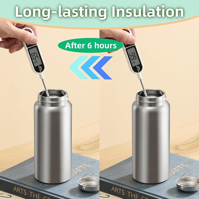 Vacuum Insulated Stainless Steel Water Bottle with Tea Infuser - Wide Mouth,BPA-Free, Leak- Proof,Keeps Cold 24H/ Hot 12H- Ideal for Travel,Office, Gym (17, ounces)