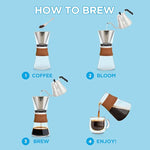 Load image into Gallery viewer, GROSCHE Amsterdam Glass Pour Over Coffee Maker - Single Cup Manual Dripper Brewer w/Removable Glass Top &amp; Permanent Stainless Steel Filter - 27.6 fl oz - Ideal for Home, Camping, &amp; On-the-Go Brewing