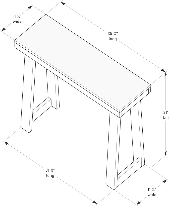 Plank+Beam Solid Wood Console Table, 36 Inch, Sofa Table, Narrow Entryway Table for Hallway, Behind The Couch, Living Room, Foyer, Easy Assembly, Coastal White