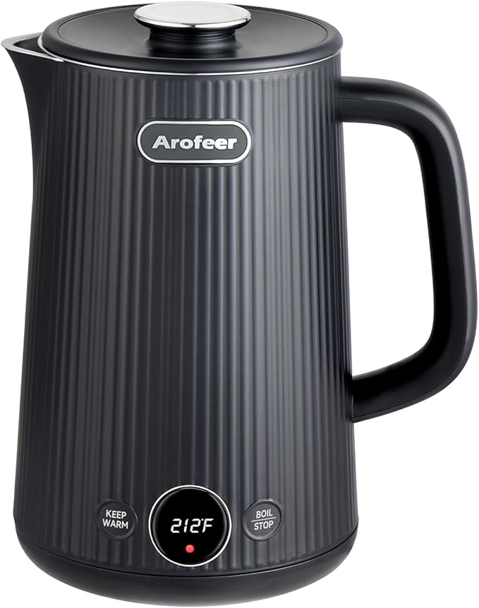 Arofeer® 1.7L(57oz) Large Electric Kettle Temperature Control, 7+Cups Electric Tea Kettle for Coffee&Tea, 2 quarts Big Hot Water Kettle Electric with,1200W,Keep Warm-Black