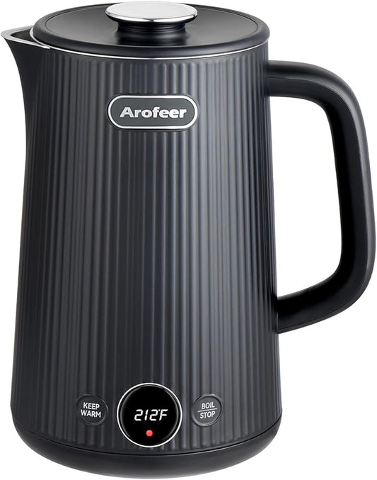 Arofeer® 1.7L(57oz) Large Electric Kettle Temperature Control, 7+Cups Electric Tea Kettle for Coffee&Tea, 2 quarts Big Hot Water Kettle Electric with,1200W,Keep Warm-Black