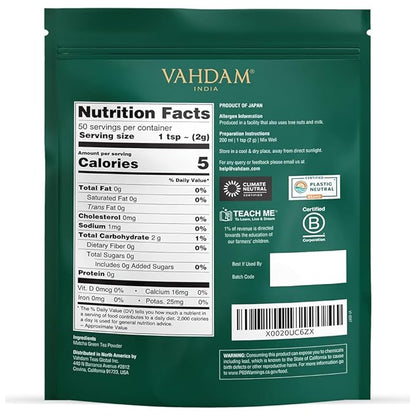 VAHDAM, Japanese Matcha Tea Powder (50 Cups,3.53oz) Sourced from Japan | Authentic Japanese Matcha Green Tea Powder | Classic Culinary Matcha From Japan