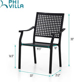 Load image into Gallery viewer, PHI VILLA Outdoor Metal Dining Chairs Set of 2, Black Wrought Iron Stackable Chairs with Cushions, Heavy-Duty Seating Furniture for Patio, Deck, Yard, Porch