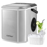Load image into Gallery viewer, COSTWAY Countertop Ice Maker with Self-Cleaning, 9 Ice Cubes Ready in 6-13 Mins, 26.5Lbs/24H, 2 Sizes of Bullet Ice, Portable Ice Machine with Handle, Ice Scoop and Basket for Home Office (Silver)