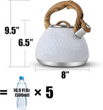 Load image into Gallery viewer, Tea Kettle, Toptier Teapot Whistling Kettle with Wood Pattern Handle Loud Whistle, Food Grade Stainless Steel Tea Pot for Stovetops Induction Diamond Design Water Kettle, 2.7-Quart White