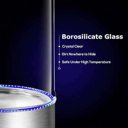 Topwit Electric Kettle Glass Electric Tea Kettle, 2L BPA-Free Hot Water kettle, Stainless Steel Inner Lid and Bottom Water Warmer, Fast Heating with Auto Shut-Off and Boil Dry Protection, White