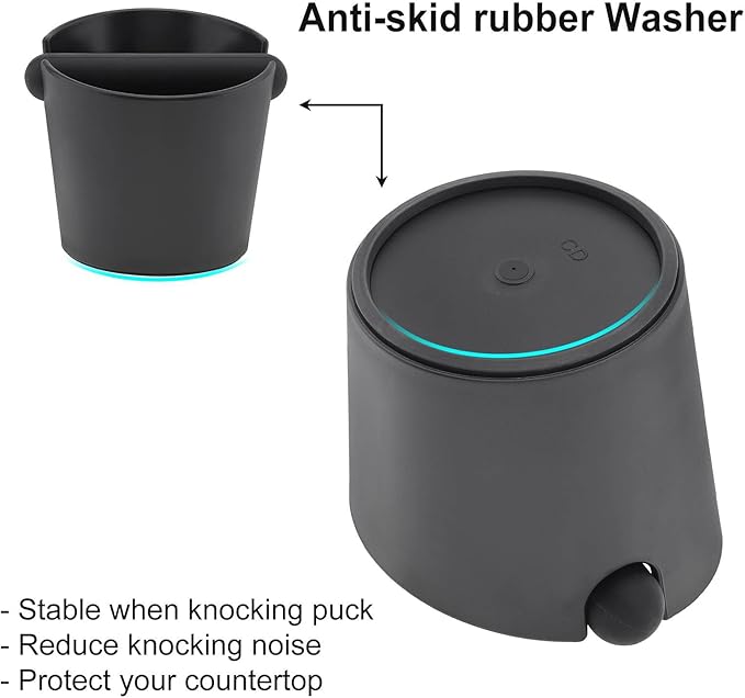 Espresso Knock Box 5inch, Coffee Knock Box Silicone Coffee Tamper Mat Espresso Machine Accessories, Come with Removable Knock Bar and Anti-Slip Base for Home Office, Barista Tools for Bar Shop