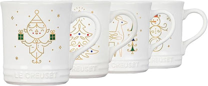 Le Creuset 1.7 qt. Whistling Kettle Bundle with 14 oz. Set of 4 Holiday Mugs - Cerise