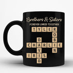 Load image into Gallery viewer, Family Puzzle Mug - Brothers &amp; Sisters Forever Linked Together - Personalized For Family, Sister, Brother, Siblings - Scrabble Coffee Mug - Gifts For Christmas, Birthday, Anniversary