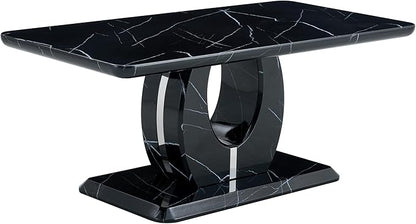 43.3 Inch Faux Marble Coffee Table, Large Modern Coffee Tables for Living Room, Rectangular Center Table Tea Table Accent Furniture, Black Marble-Looking Desktop