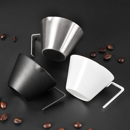 YARRAMATE Espresso Cup with Handle, Stainless Steel Espresso Accessories, Double Spout Metal Measuring Cup with Dual Scale, Espresso Shot pitcher with V-Shaped Mouth, 3.4OZ/100ML