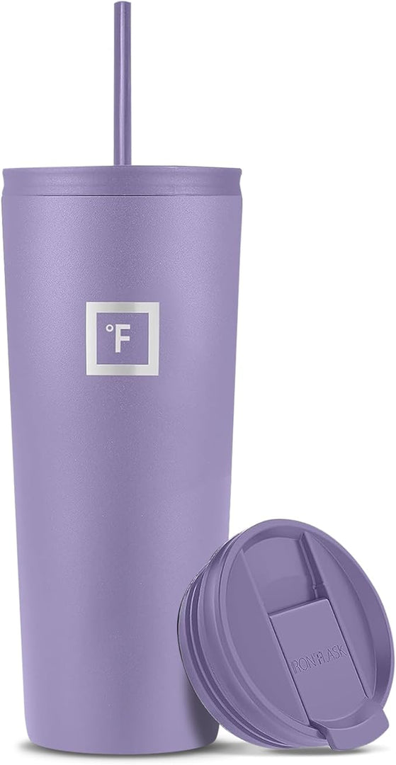 IRON °FLASK Classic Tumbler - Vacuum Insulated Stainless Steel Water Bottle, Double Walled, Drinking Cup, Insulated Travel Mug (Lavender, 24 oz Solid Lid)