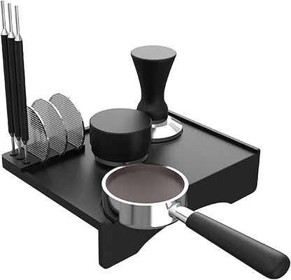 Espresso Tamping Pad, Silicone Espresso Tamper Mat Small Coffee Tamping for Home Kitchen Office Bar Shop Worktop Espresso Machine, Smooth Surface, Easy to Clean, Black 7.7 x 5.8 inch