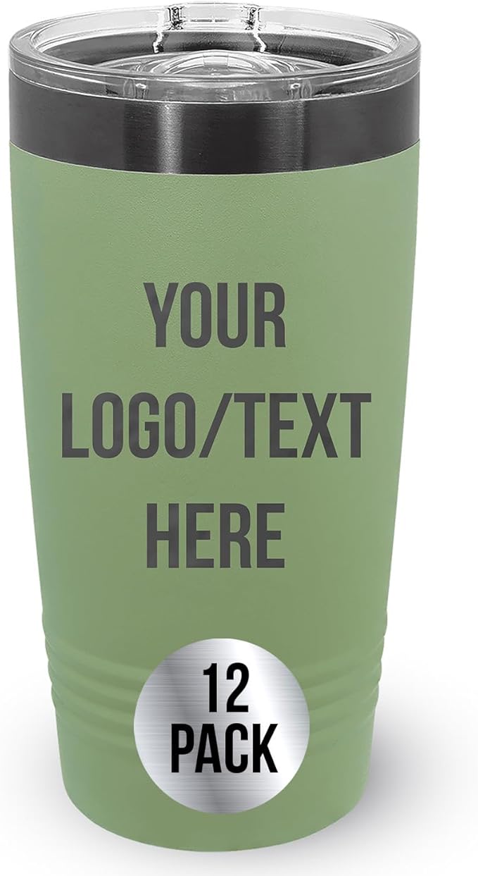 Stainless Steel Tumbler Personalized-Custom Engraved (Sage, 12 Count (Pack of One))