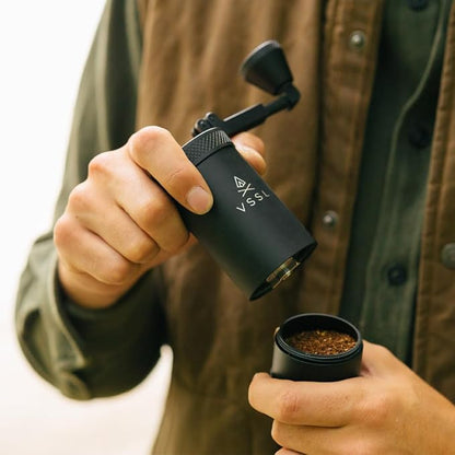 Java Manual Coffee Grinder, 20 Gram Capacity, Stainless Steel Burr, 50 Settings, Black