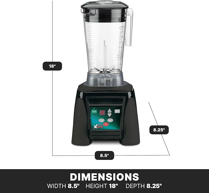 Waring Commercial MX1100XTX 3.5 HP Blender with Electronic Keypad, Pulse Function, 30 SecondCountdown Timer and a 64 oz. BPA Free Container, 120V, 5-15 Phase Plug,Black