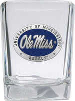 Load image into Gallery viewer, Heritage Pewter University of Mississippi Ole Miss Square Shot Glass | Hand-Sculpted 1.5 Ounce Shot Glass | Intricately Crafted Metal Pewter Alma Mater Inlay