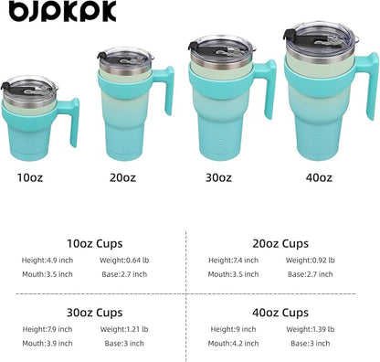 BJPKPK Tumbler With Handle 10 oz Tumbler With Lid And Straw Reusable Stainless Steel Travel Mug Insulated Coffee Cups,Mint
