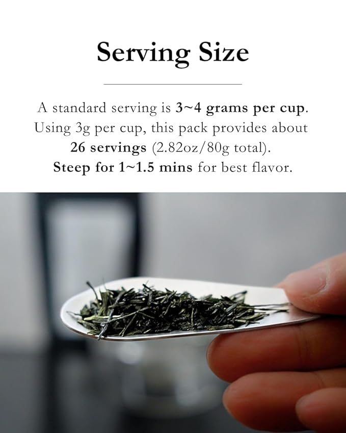 Emptea Sencha Japanese Green Tea Loose Leaf - Asamushi Light Steamed First Harvest Tea Masters Blend Oragnic Unsweetened Japanese Green Tea 2.82 oz (80g)