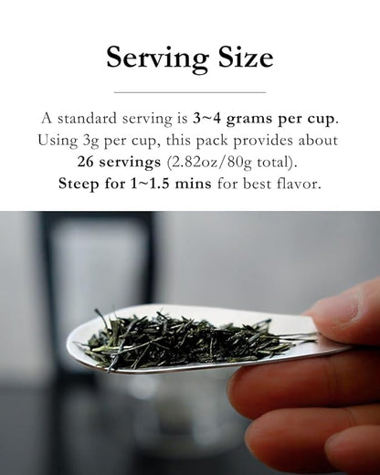 Emptea Sencha Japanese Green Tea Loose Leaf - Asamushi Light Steamed First Harvest Tea Masters Blend Oragnic Unsweetened Japanese Green Tea 2.82 oz (80g)