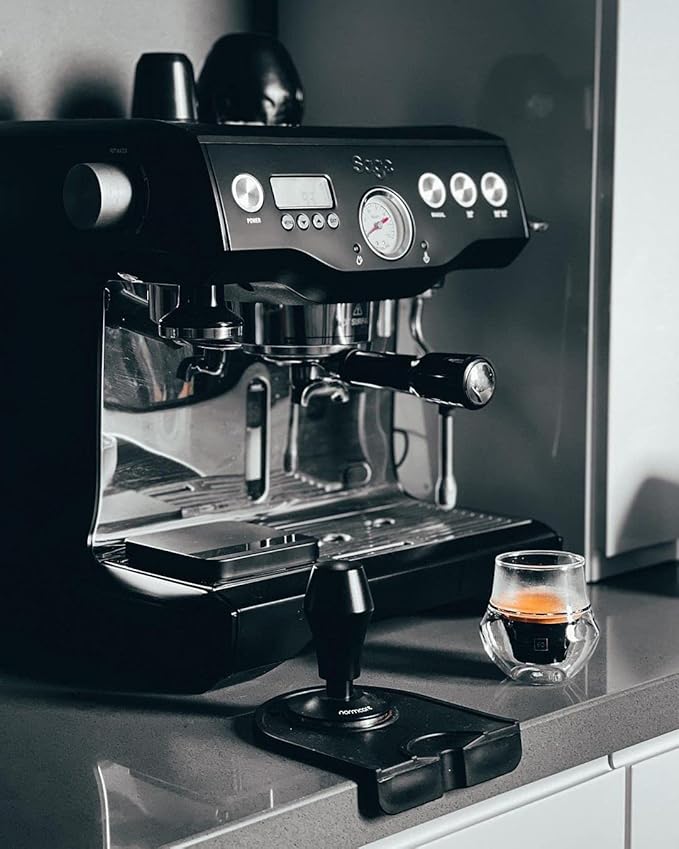 Normcore 58.5mm Coffee Tamper V4 - Spring-loaded Tamper with 15lb / 25lb / 30lbs Replacement Springs - Anodized Aluminum Handle and Stand - Stainless Steel Flat Base