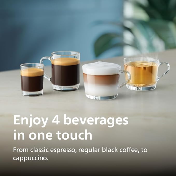 Philips Series 2300 Fully Automatic Espresso Machine - 4 Hot Drinks, Fast Clean, 40% Quieter SilentBrew, Aquaclean Filter, Matte Black (EP2330/10)