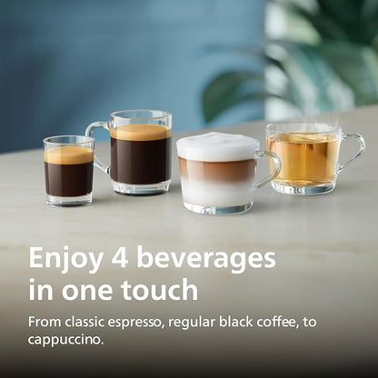 Philips Series 2300 Fully Automatic Espresso Machine - 4 Hot Drinks, Fast Clean, 40% Quieter SilentBrew, Aquaclean Filter, Matte Black (EP2330/10)