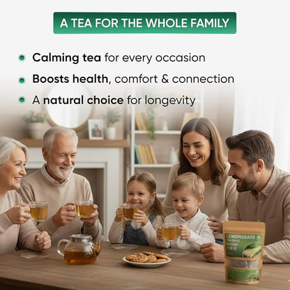 Lemongrass Tea Bags - 50 Bags (Premium Natural Pure Leaf Tea - 50 Count) Gluten-Free and Caffeine-Free Herbal tea for Relaxation, Wallness, Immune Support with Smooth Taste