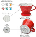 Load image into Gallery viewer, Creano XXL Porcelain Coffee Dripper Red - Ceramic Cone Brewer - Pour Over Coffee Maker - Filter Size 4 - huge and heavy quality 800gr/28oz - 6 Colours availeble
