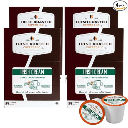 Fresh Roasted Coffee, Decaf Irish Cream, Flavored Coffee Pods, K-Cup Compatible, 96 Count
