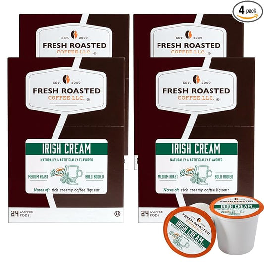 Fresh Roasted Coffee, Decaf Irish Cream, Flavored Coffee Pods, K-Cup Compatible, 96 Count