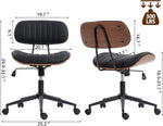 Load image into Gallery viewer, Home Office Chair with Wheels, Adjustable Height Desk Chair Leather Swivel Computer Chair, Armless Modern Walnut Chair for Office, Meeting Room, Black