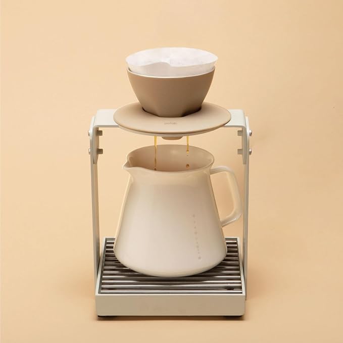 palatti Terra Porcelain Pour Over Coffee Dripper, Ceramic Pour Over Coffee Maker, Adapt to 102 or #2 Trapezoid Cone Filters, Slower Flow Rate, Interchangeable Wall and Base, 1-4 cups