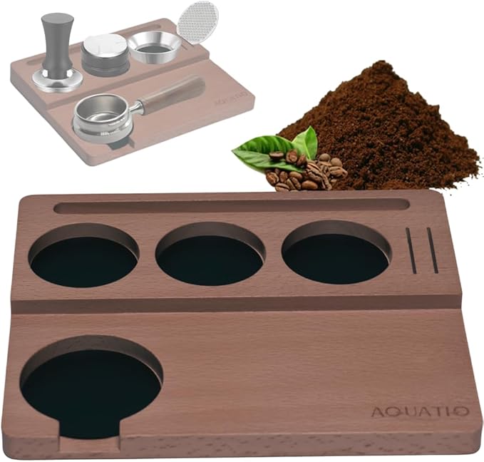 51-58 mm Wide Espresso Tamping Mat - Wooden Coffee Tamping Station - Espresso Accessories for Baristas