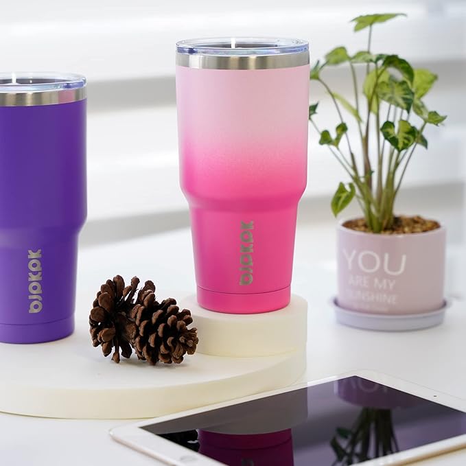 BJPKPK 30 oz Stainless Steel Tumbler With Lid And Straw Vacuum Insulated Double Wall Travel Coffee Water Tumbler,Purple